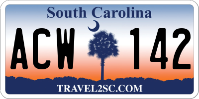 SC license plate ACW142