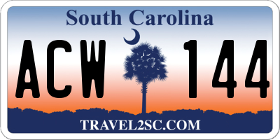 SC license plate ACW144