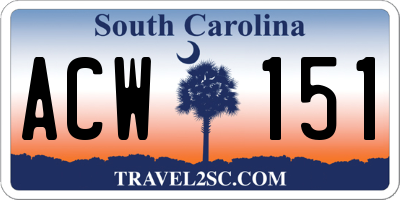 SC license plate ACW151