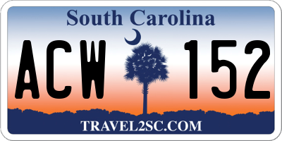 SC license plate ACW152