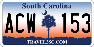 SC license plate ACW153