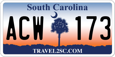 SC license plate ACW173