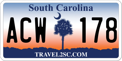 SC license plate ACW178