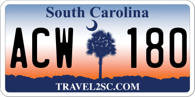 SC license plate ACW180