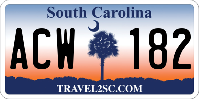 SC license plate ACW182