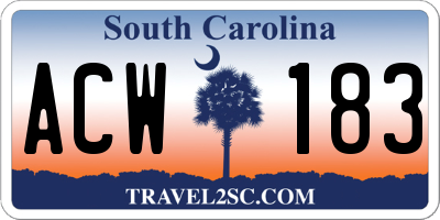 SC license plate ACW183