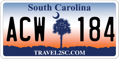 SC license plate ACW184