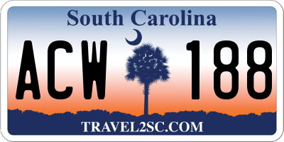 SC license plate ACW188
