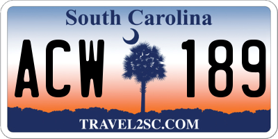 SC license plate ACW189