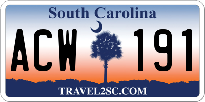 SC license plate ACW191