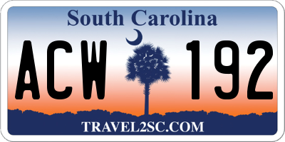 SC license plate ACW192
