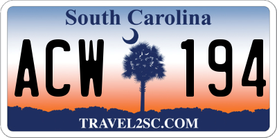 SC license plate ACW194
