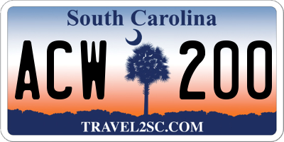 SC license plate ACW200
