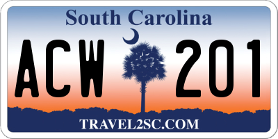 SC license plate ACW201