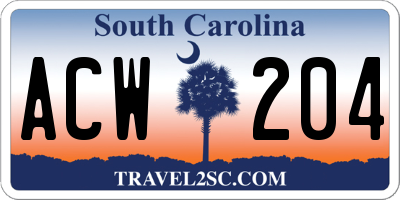 SC license plate ACW204