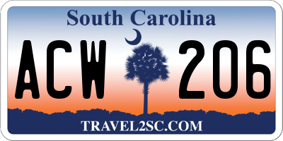 SC license plate ACW206