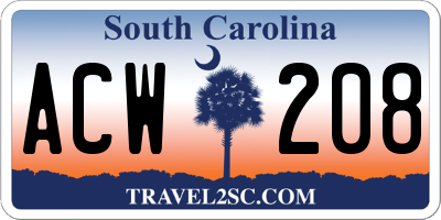 SC license plate ACW208