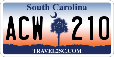 SC license plate ACW210