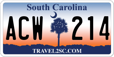 SC license plate ACW214