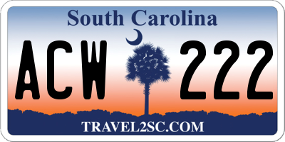SC license plate ACW222
