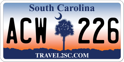 SC license plate ACW226