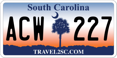 SC license plate ACW227