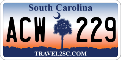 SC license plate ACW229