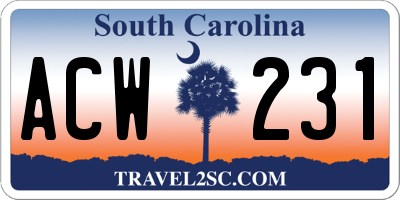 SC license plate ACW231