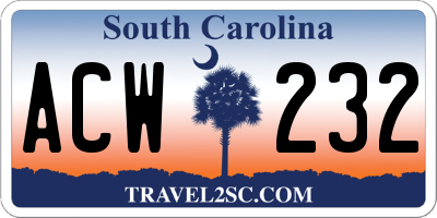 SC license plate ACW232