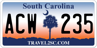 SC license plate ACW235