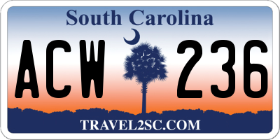 SC license plate ACW236