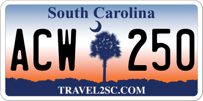 SC license plate ACW250