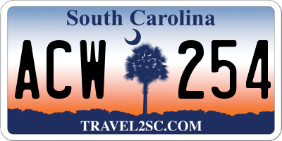 SC license plate ACW254
