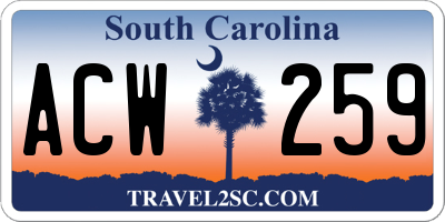 SC license plate ACW259