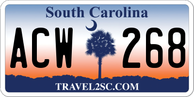 SC license plate ACW268
