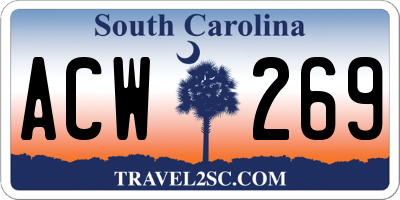 SC license plate ACW269