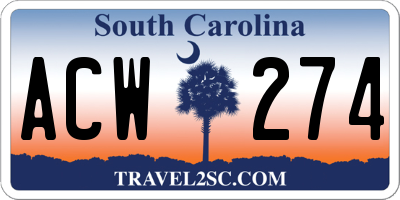 SC license plate ACW274