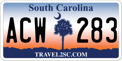 SC license plate ACW283