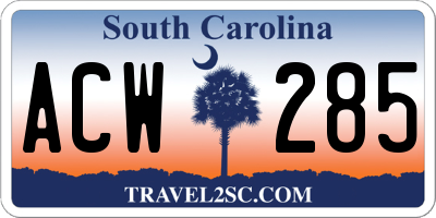 SC license plate ACW285