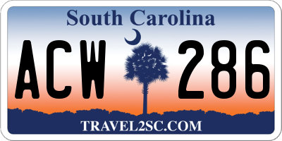 SC license plate ACW286