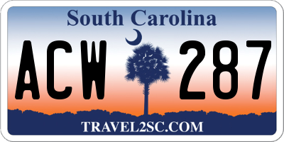 SC license plate ACW287