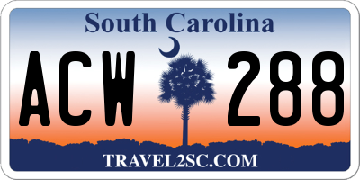 SC license plate ACW288