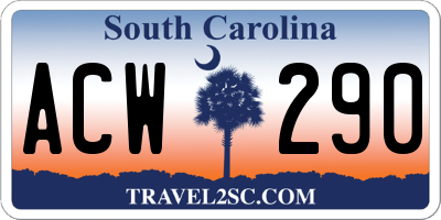 SC license plate ACW290