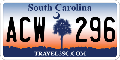 SC license plate ACW296