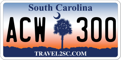 SC license plate ACW300