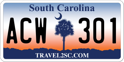 SC license plate ACW301