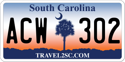 SC license plate ACW302