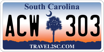 SC license plate ACW303