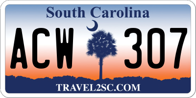 SC license plate ACW307