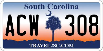 SC license plate ACW308